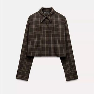 NWT Zara Plaid Cropped Shirt